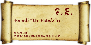 Horváth Rabán névjegykártya